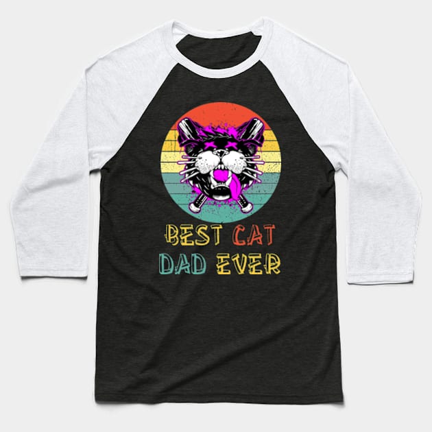 Best Cat Dad Ever Style Baseball T-Shirt by StuSpenceart